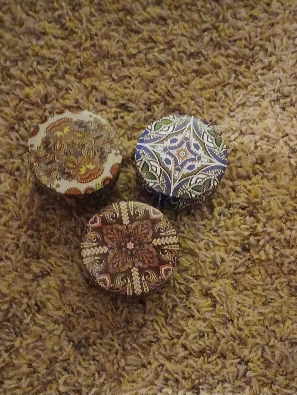 Decorative Round Trinket Boxes Set - Multicolor Candle Set 3pk.